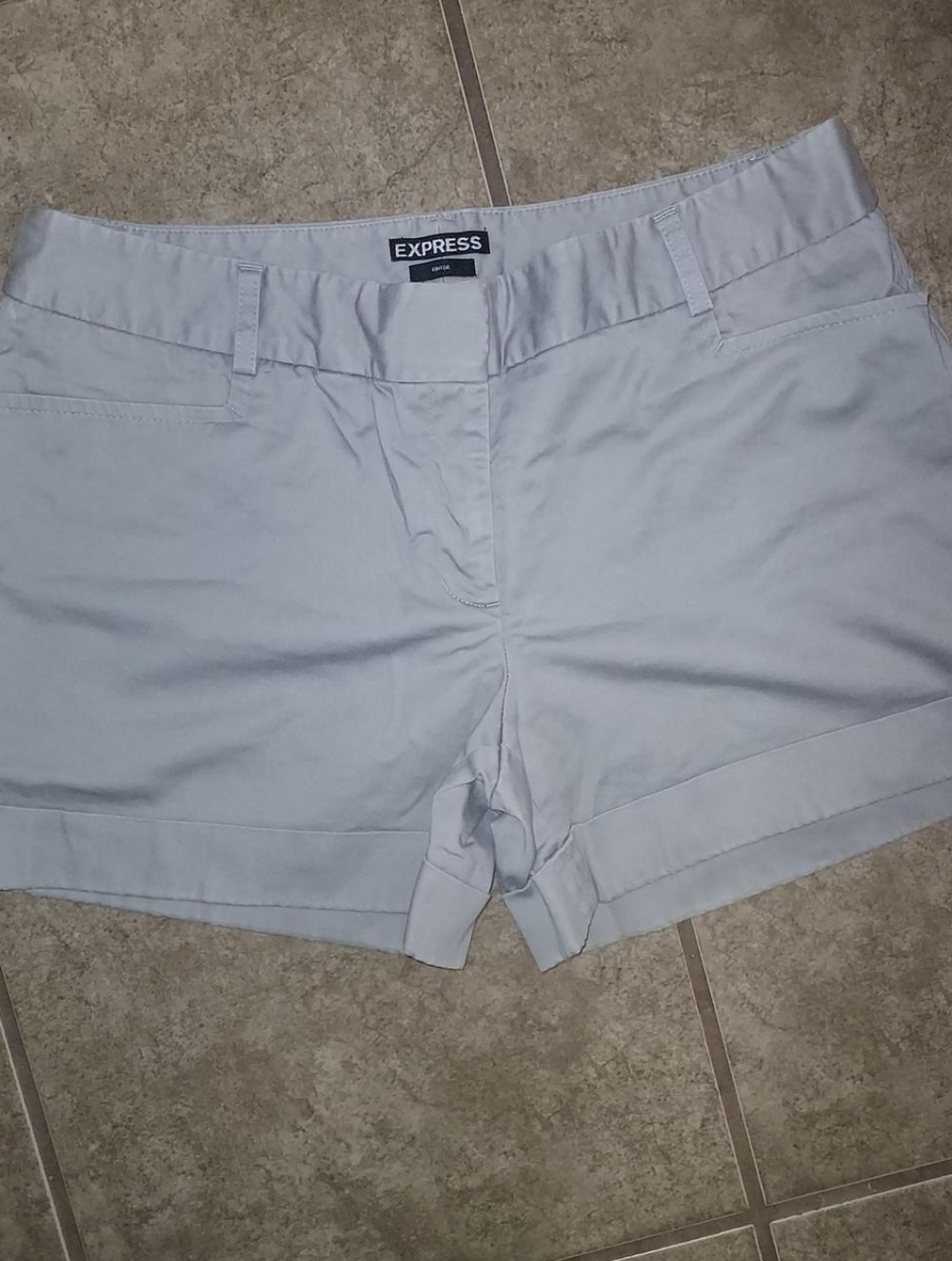 Express Light Gray Women's Cuffed Bermuda Shorts